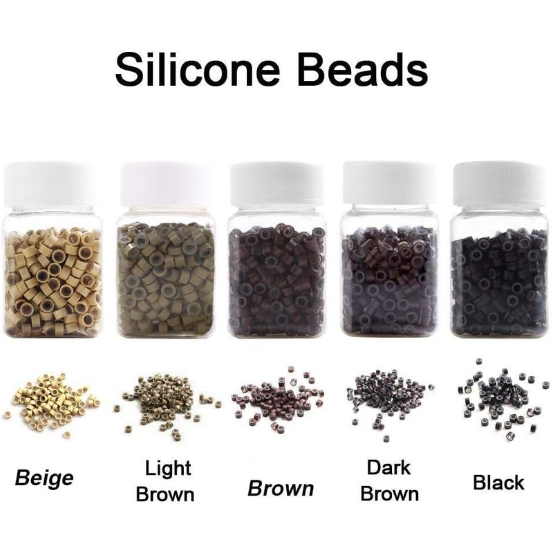 500Pcs Silicone Micro Link Rings 5mm Lined Beads for Hair