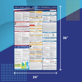 2024 Nevada State and Federal Labor Laws Poster - OSHA Workplace Compliant Includes FLSA FMLA and EEOC Updates - All in One Required Compliance Posting 24" x 36" - Laminated