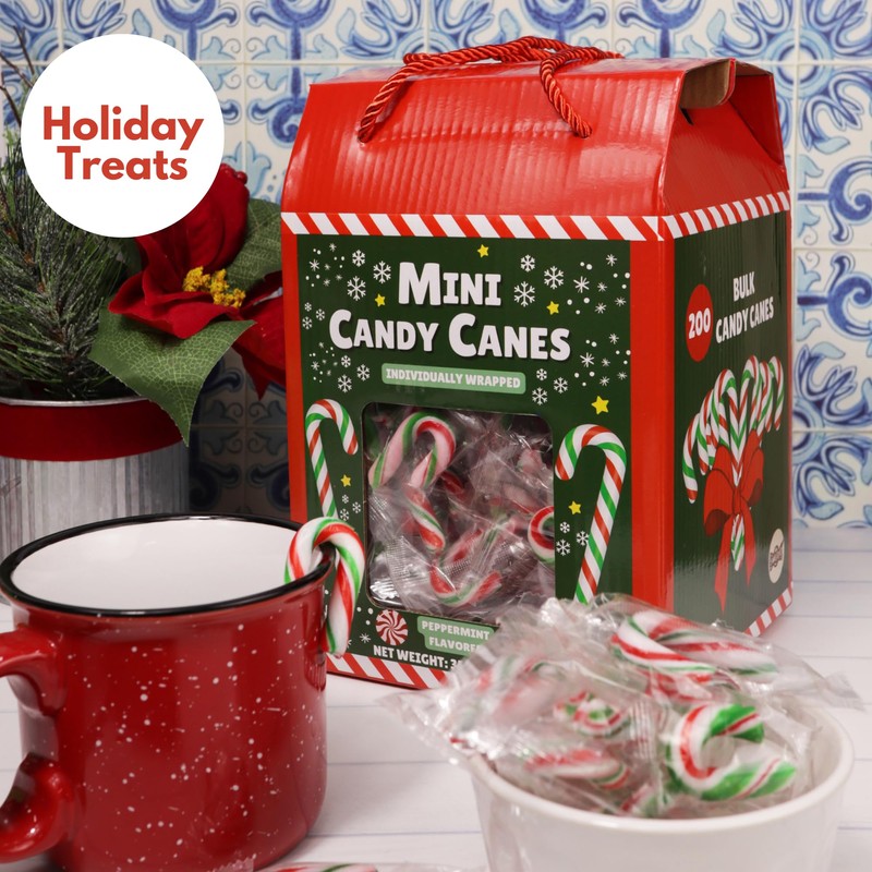 Bulk Individually Wrapped Mini Candy Canes, Classic Christmas Candies, Peppermint