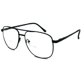 In Style Eyes Just Chillin' Bifocal Cheaters Reading Glasses - Wired Aviator Style Metal Frame - Non-Polarized Lens - Black - 3.25x