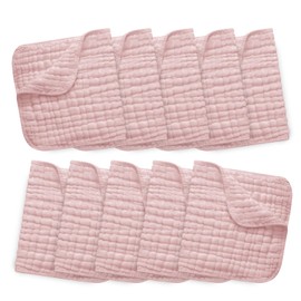 10 Pack Muslin Burp Cloths 100% Cotton Large 20''×10'' Thickened Baby Burp Cloths Super Soft and Highly Absorbent, Newborn Washcloth (Pink)