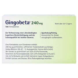 GINGOBETA 240 mg Film-Coated Tablets Pack of 100