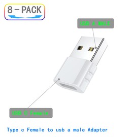 ZJKJHJY USB C Female to USB Male Adapter 8-Pack Type C to USB A Converter(White)