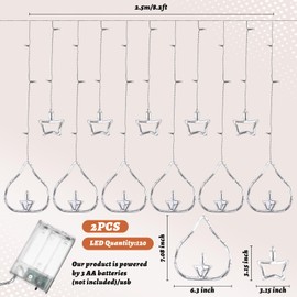 Riakrum 2 Pcs 8.2 ft Diya Lights Diwali String Lights Curtain 120 LED Lights Indoor Light Lamps for Diwali Decorations for Home Wall Window Indian Wedding Garden Bedroom Outdoor Christmas Party Gift