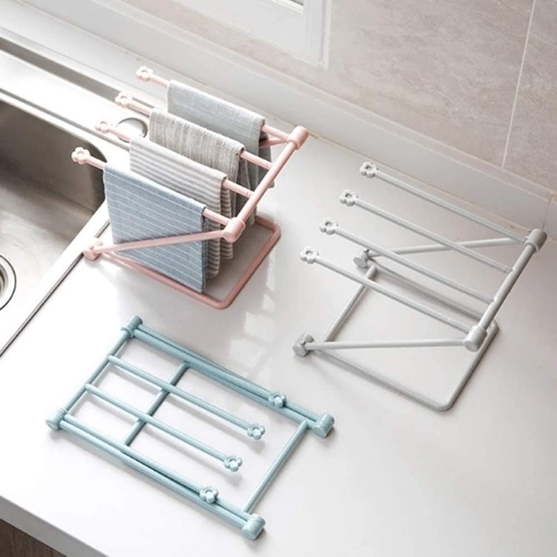 Worktop Towel Rack, Freestanding Towel Stand with Four Rails Vertical