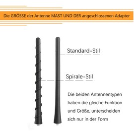 2 pieces car antenna rod, universal fit for car, sedan, SUV, (vehicle roof rear antenna replacement), standard and spiral x (2 piece set)