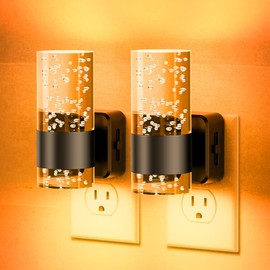 JandCase Night Light, Automatic Night Lights Plug into Wall, 2 Pack Dimmable LED Night Light with Adjustable Brightness, Night Lights Plug in with Auto Light Sensor, Amber for Bathroom Hallway Decor