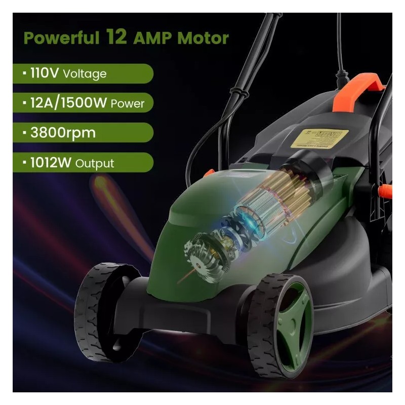 Costway 12-AMP 13.5" Corded Electric Grass Corded Lawn Mower Adjustable