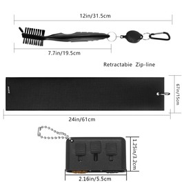 pzihao Golf Club Brush and Microfibe Towel Kit、Cleaning brush, with Carabiner Clip Waffle Pattern Golf Cleaning Tool, Golf Gifts for Men Golf Cleaniner Set