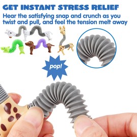 JOYIN Animal Pop Tubes Fidget Toys, 8 Pack Sensory Toys for Toddlers Party Favors for Kids Birthday Gifts, Classroom Reward, Goodie Bags Stuffers (Colors Randomly)