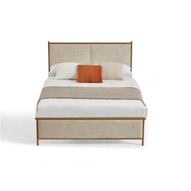Dolonm Upholstered Full Size Platform Bed Frame, with Headboard and Strong Wooden Slats Metal Bed Frames, No Box Spring Needed Sponge Soft Bag Platform Beige Bed