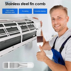 Condenser Cleaning Comb, Air Conditioning Condenser Fin Comb, Fin Cleaning Brush, Air Conditioning Slats Comb, Air Conditioning Condenser End Cleaning Brush, Metal Brush, Pack of 2