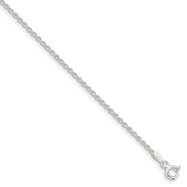 925 Sterling Silver 1.5mm Solid Rope Chain Necklace 22"
