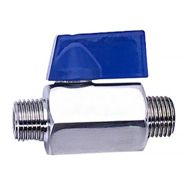 1/2 inch mini ball valve, shut-off valve, made of 304 stainless steel, 1 piece mini ball valve with blue handle, high temperature resistant (outer x outer thread)