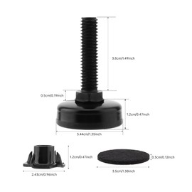 HOJLKLD 8 Pack Heavy Duty Adjustable Leveling Feet, Furniture Levelers, T-Nut Kit 3/8”-16 Thread, Furniture Leg Levelers for Table Chair Sofa Desk Cabinet,Supports 2640LBs