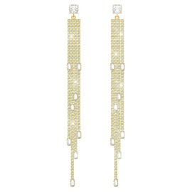 KristLand Women's Earrings Silver 925 Long Tassels Sparkling Drop Cubic Zirconia Crystal Bridal Earrings Hanging Stud Earrings Comes in Jewellery Gift Box, Sterling Silver