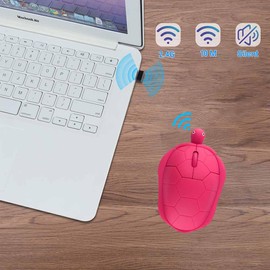 Lindo mouse inalámbrico, divertido mouse de tortuga, mouse silencioso para computadora con 1 soporte de cable aleatorio, mouse inalámbrico para niños, computadora portátil, color rojo