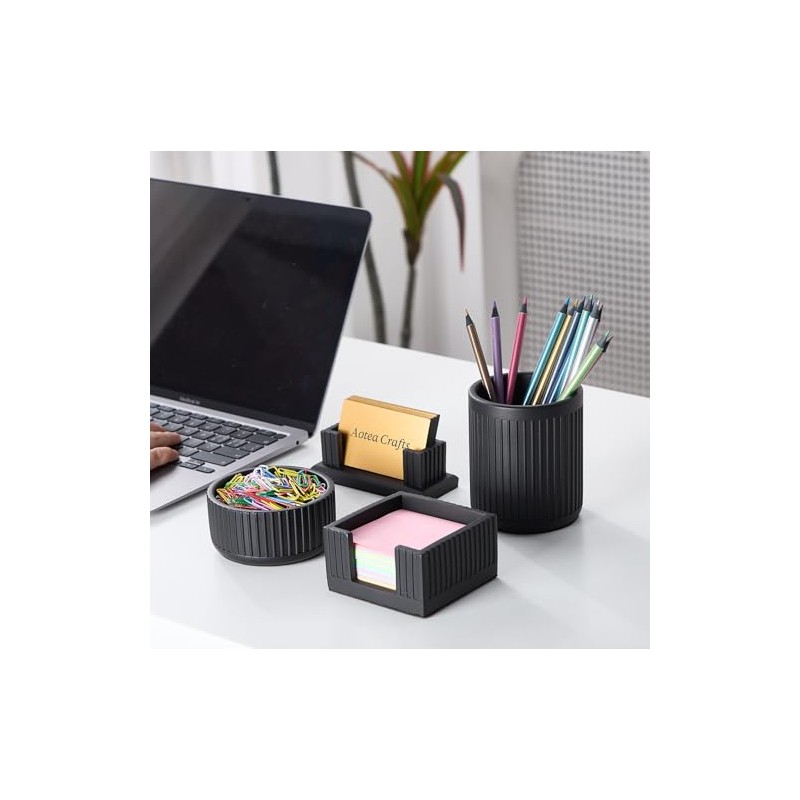 Set of 4 Modern Concrete Desk Accessories for Office Decor