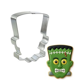 Monster Head Cookie Cutter 3.75 Inch - Made in the USA – Foose Brand Cookie Cutters Halloween Frankenstein Cookie Mold (Tin Plate Steel)