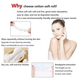 OUGEER OUGEER Disposable Cleaning Face Towel, Non-Woven Fabric Disposable Wet and Dry Cotton Soft Towel, Beauty Towels (300g/Roll-2Roll)