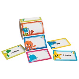 Ocean Sea Animal Name Tag Labels - 100 Pack - Teacher Classroom Supplies, Daycare and Party Supplies