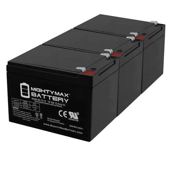 Mighty Max Battery 12V 12AH Battery Replaces X-Treme XB-360 Electric Scooter - 3 Pack