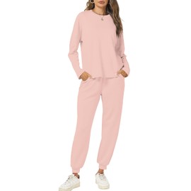 Cakulo Womens 2 Piece Lounge Sets 2024 Fall Outfits Jogger Sweat Pants Set Sweatsuits Matching Track Suits Pink S