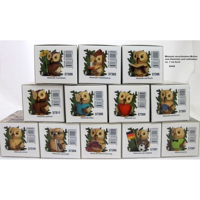 Kuhnert - Dekoration/Holzfigur - Mini Eule Weihnachtsmann - ca. 7cm