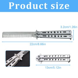 IKOPFLN Faltbarer Schmetterlingskamm aus Edelstahl, tragbar, korrosionsbeständig, drehbar, handlich für Frisuren unterwegs, vielseitig einsetzbar als Geschenk