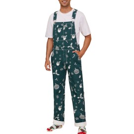 Yuanbang Christmas Overalls Gifts for Men Bib Coveralls Gifts for Dad, Boyfriend, Him, Husband(Green,M)