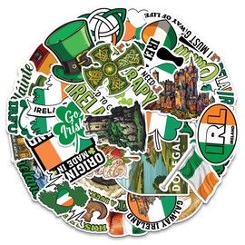 MONIZY Ireland Travel Stickers 50 Pieces Vinyl Waterproof Decal for Laptop Water Bottle Phone Car Window Bike Motorcycle Stakeboard Scrapbook Irish Sticker Gifts
