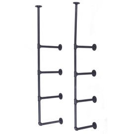 Topower Industrial Country Style Decorative Pipe Wooden Wall ShelvesRustic DIY Ceiling Pipe Shelf Wall Vintage Hung Bracket Industrial Shelves (Black)