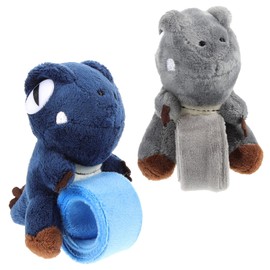 Abaodam 2pcs Animal Slap Bracelet Dinosaur Slap Bracelet Plush Stuffed Animal Hugger Snap Wrist Band for Kids Birthday Party