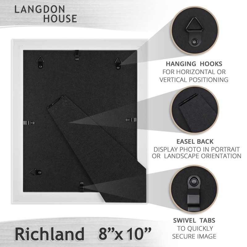 Langdon House 8x10 Picture Frames (Distressed White, 3 Pack) Farmhouse