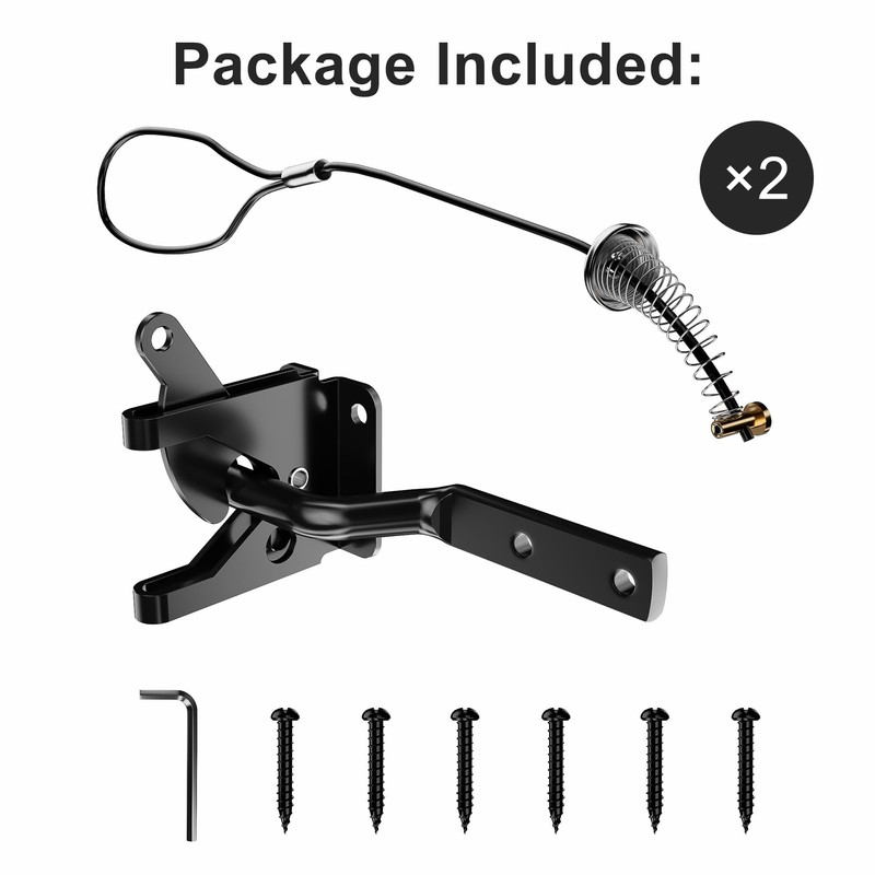 skysen 2 Pack Self Locking Fence Gate Latch Carbon Steel
