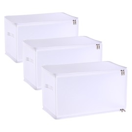 CARURLIFF 3 Pack Durable Plastic Moving Bags,47L Matte Storage Bins with Lids,Reinforced Handles & Zippers Moving Boxes Storage Bags for Clothes, Books, Toys (19.7"×11.8"×11.8")