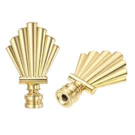 PATIKIL 44mm Lamp Shade Finial, 2pcs Lamp Finials Caps Knob 1/4-27 Inch Threaded Metal Solid Harp Top Decoration for Lamp Shade Table Floor Lamps, Gold Tone