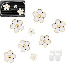 Car Vent Clips 8pcs Daisy Flowers Air Vent Clips With 12pcs DIY Unscented Fragrance for Girls Women,White