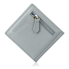 Wayve Women's Bi-Fold Mini Wallet, Genuine Leather, Ultra Thin, Square Type Sub Wallet, Compact, sax blue