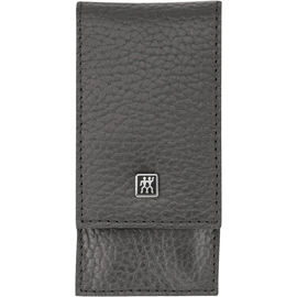 ZWILLING 3 Piece Cowhide Leather Manicure Set with Press Stud + Nail Scissors - Charcoal