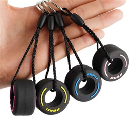 ASkinds 4Pcs Racing Tire Keychain, Wheel Tyre Auto Keychain Decoration Charms Best Gifts for Unisex Multicolor