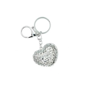 VLNET Heart Shaped Key Ring with Rhinestones. Keyring with Carabiner and Split Split Ring, Rhinestone, Enamel, Glitter. Gift Idea. Valentine's Day, Mother's Day, Friend. Unisex, silver, One size