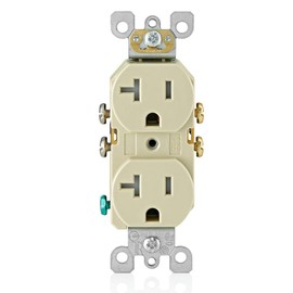Leviton 20 Amp Tamper-Resistant Duplex Outlet, T5820-I, Ivory