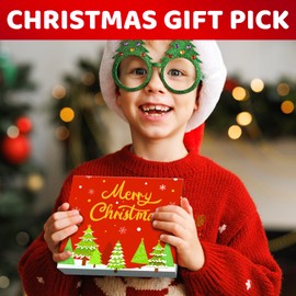 HAPPYPOP Christmas Stocking Socks for Boys Girls - Candy Gifts for Kids Ages 7-9 with Greeting Card