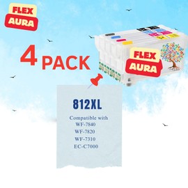 FlexAura 812XL Refillable Ink Cartridges with Chip – Empty Cartridges for WF-7840, WF-7820, WF-7310, EC-C7000 Printers – for Sublimation or Regular Ink