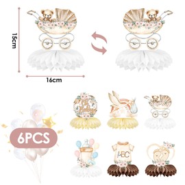 MoguGo Babyparty Deko 6 Stück – Tischdeko mit Storch, Babyflasche, Kinderwagen & Strampler – „Oh Baby“ Design – Perfekte Tischdekoration für Baby Shower, Gender Reveal & Babyparty
