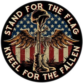 Stand for The Flag Kneel for The Fallen Patriotic Military Decal, American Flag Design, Vinyl Sticker for Cars, Laptops, Water Bottles