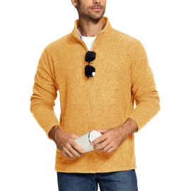 TACVASEN Men's Lightweight Jackets Full Zip Cardigan Stand Collar Winter Coats Warm Jacket Outdoor Yellow,M