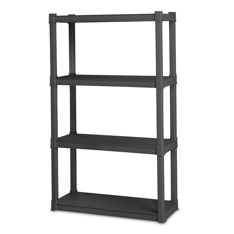 Sterilite 4 Shelf Unit, Heavy-Duty Shelving Storage and Utility Rack