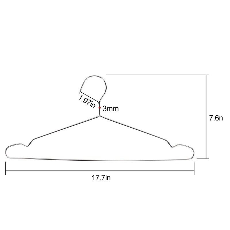 KINJOEK 50 Pack Wire Hangers for Clothes,17.7”Stainless Steel Wire Clothes
